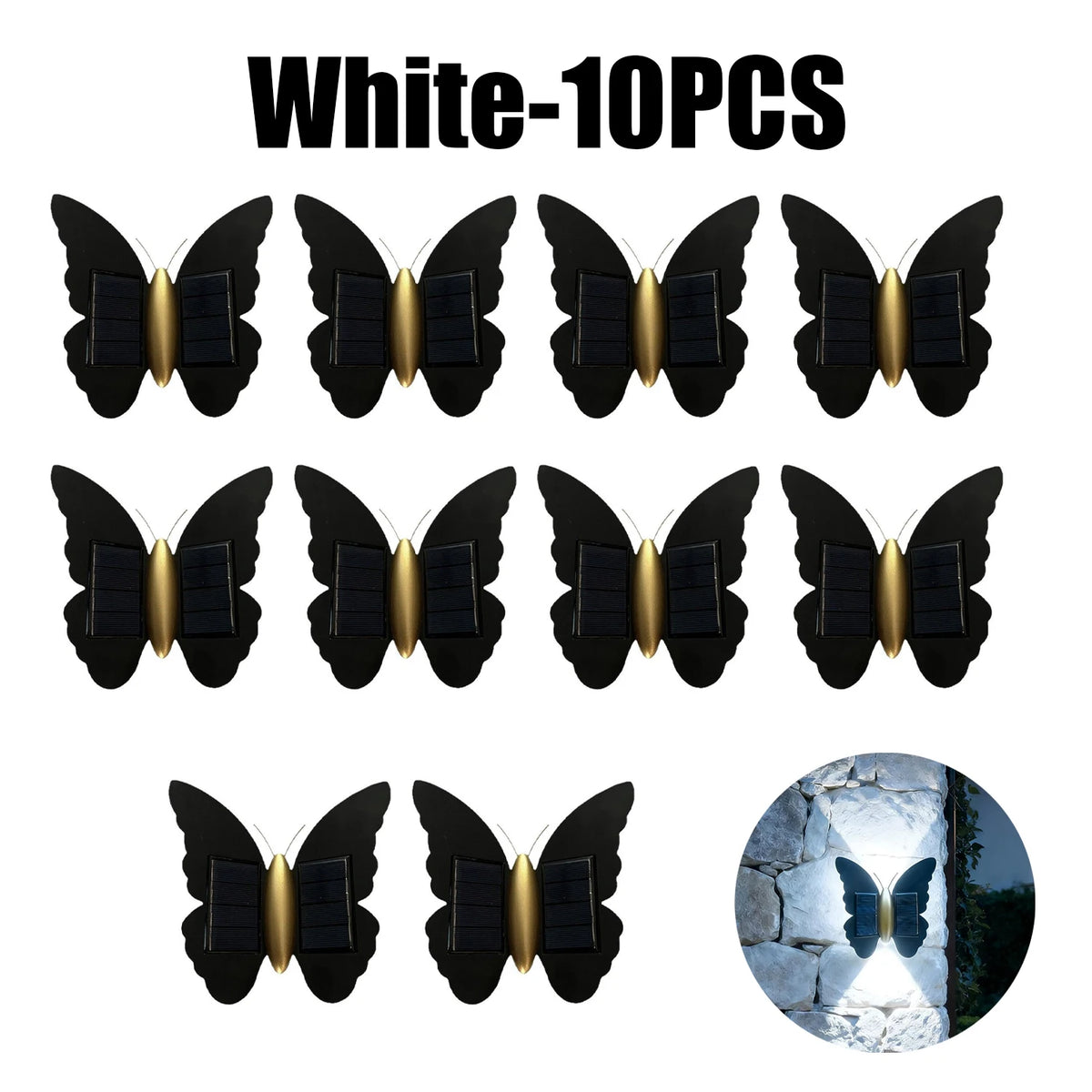 Solar Butterfly Wall Light Outdoor Modern Minimalist Design Stair Zpaxo White 10PCS