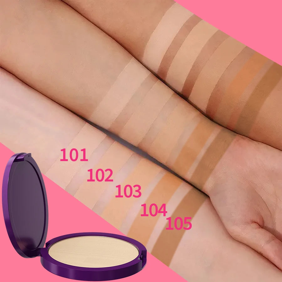 5 Colors Matte Full Coverage Pressed Powder Foundation 24H Fresh Wear