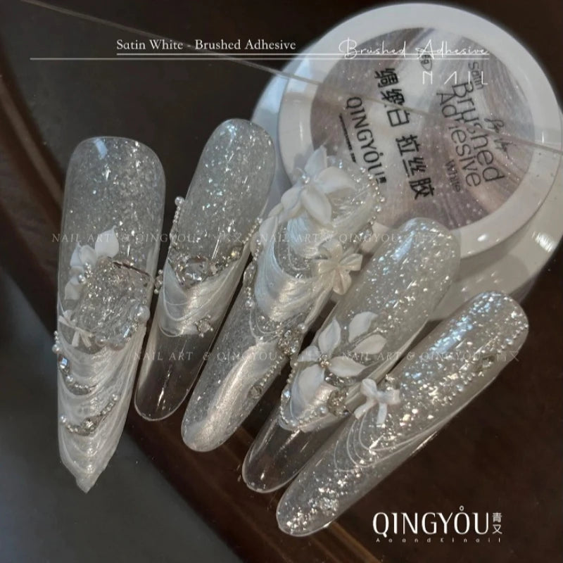 Silk Pearl White Stretch Gel Nails Elastic Pulling 3D Nail Art