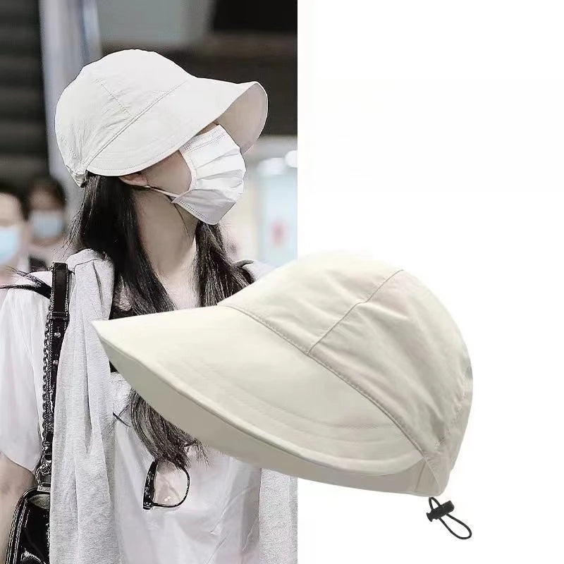 High quality summer solid color sun hat with face covering sun protection duck tongue fisherman hat outdoor sports women's hat Zpaxo