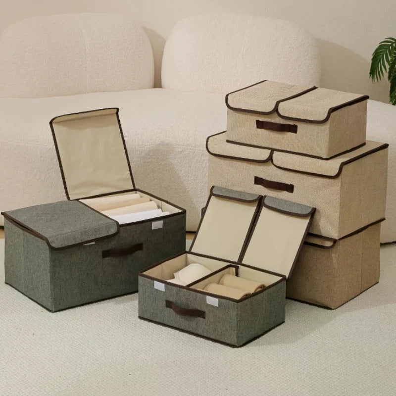 Foldable Clothes Storage Box Household Fabric Organizer Lid Dustproof Zpaxo