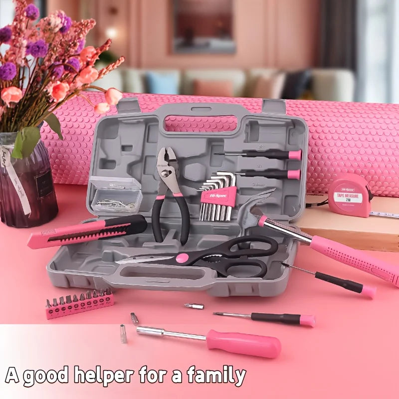 62pcs Toolbox with Hammer Pliers Wrenches Screws, Home Repair Kit, Portable Multi-Tool Set for Men Women,Father’s Day Halloween Zpaxo