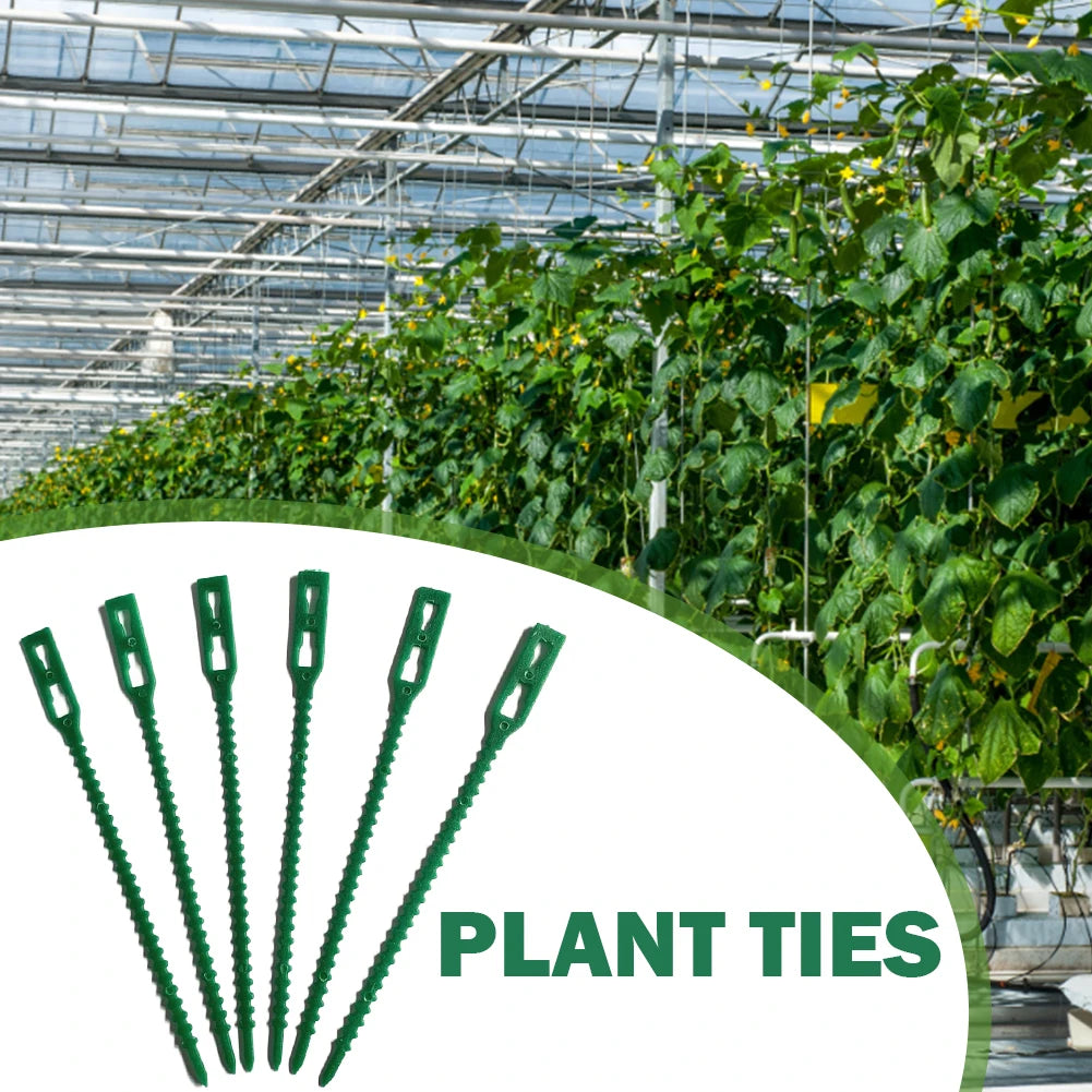 100pcs Garden Cable Ties Reusable Floral Wire Green Cable Ties Self-locking Adjustable Multifunctional Locking Plant Accessories Zpaxo