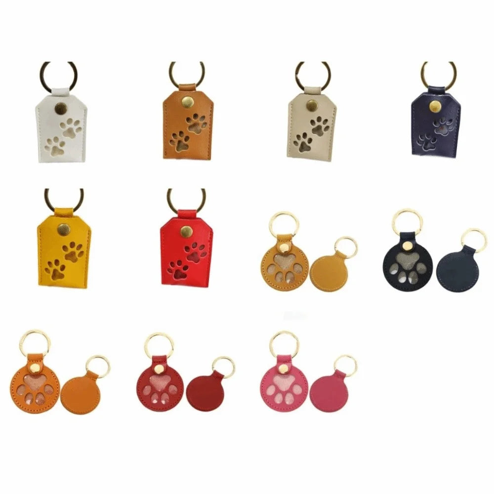 Cat Dog Claw Pet Hair Storage Bag Puppy PU Leather Pet Hair Keychain DIY Handmade Memorial Dogs Paw Pendant Hanging Accessory Zpaxo