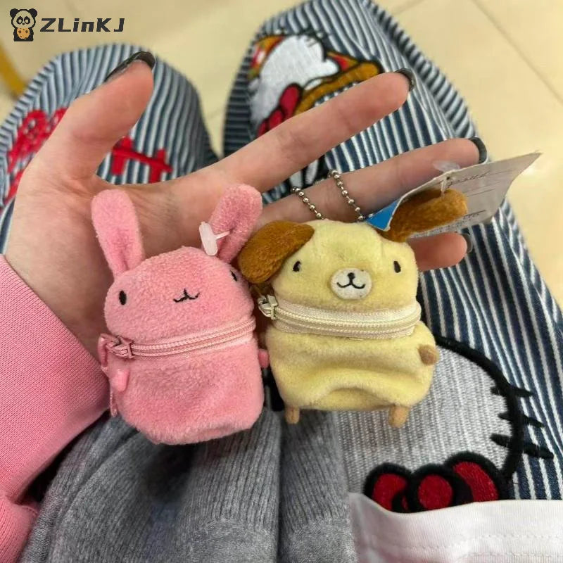 Mini Pink Fluffy Rabbit Coin Purse Keychain Bag Charm Cute Cartoon Zpaxo