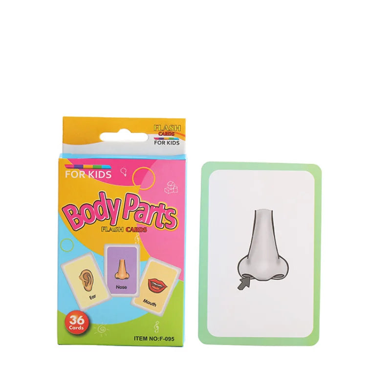 36pcs Cognition Cards Body Parts Animal Fruits Double Side Flashcards Early Educational Gifts Zpaxo body parts