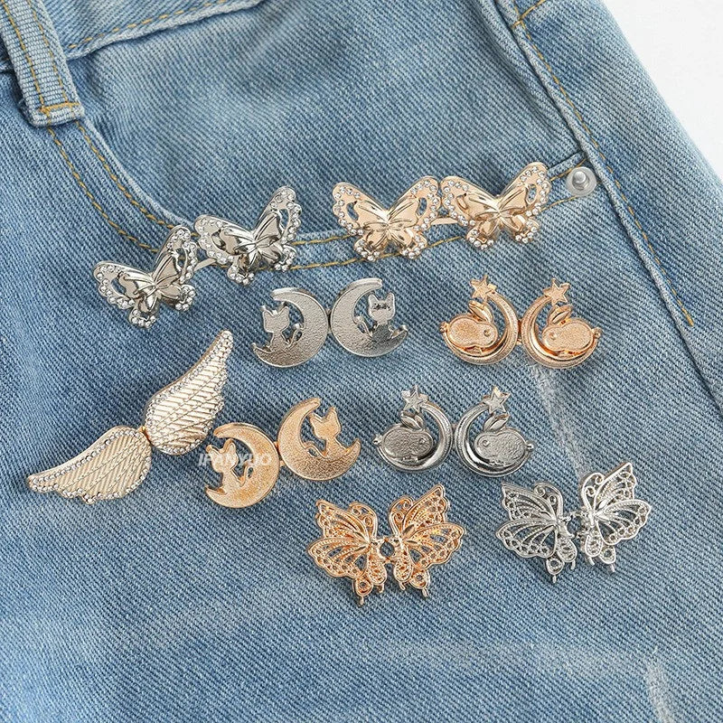 Jeans Button Adjustable Clips Pant Skirts Waist Tightener Buckle Snap