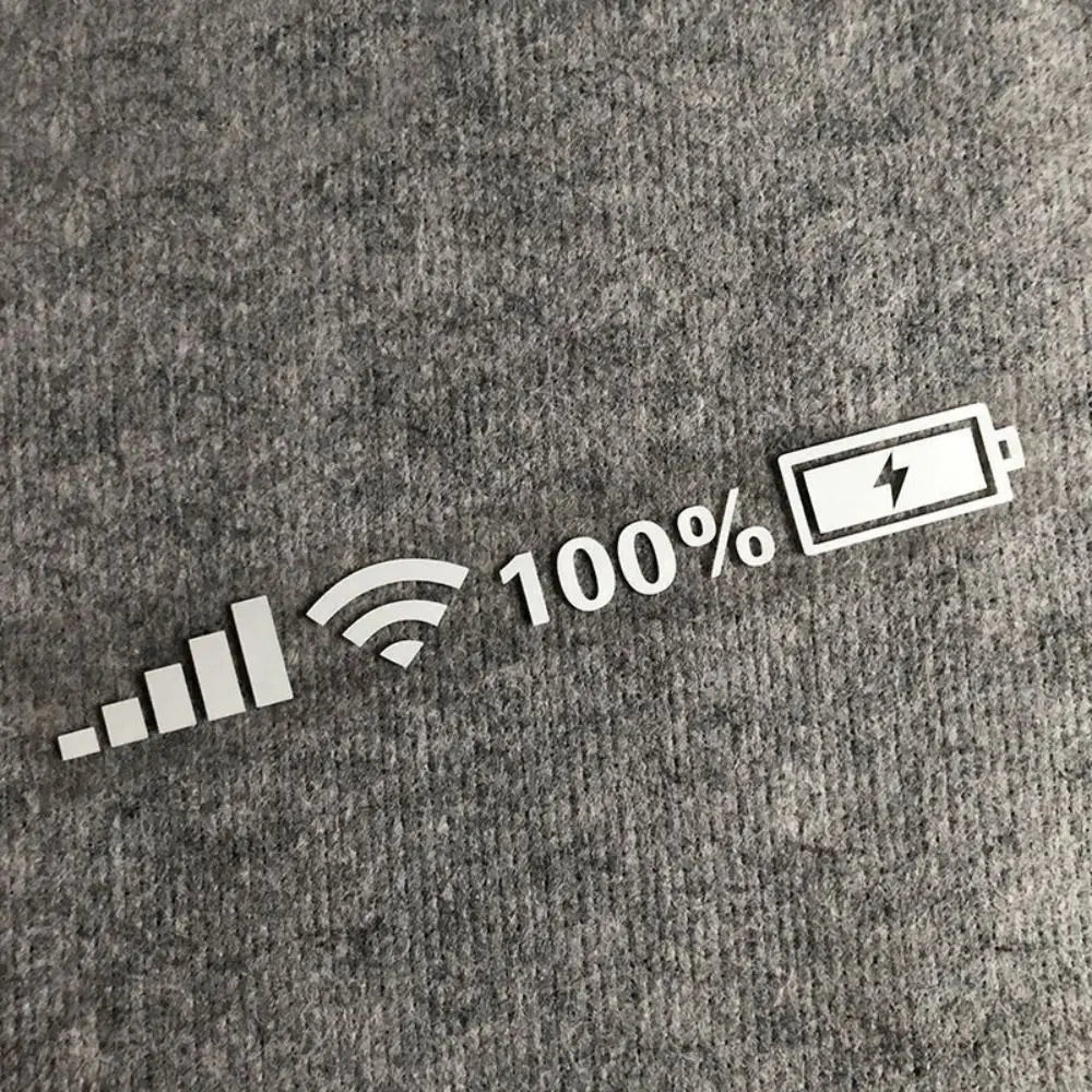 Personality Car Battery Light Sticker Luminous White 100 Wifi Level Zpaxo