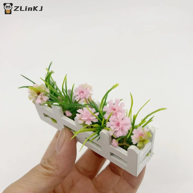 ▶1/12 Dollhouse Simulation Flower Potted Model Mini Garden Decoration Dolls House Micro Landscape Ornament Zpaxo