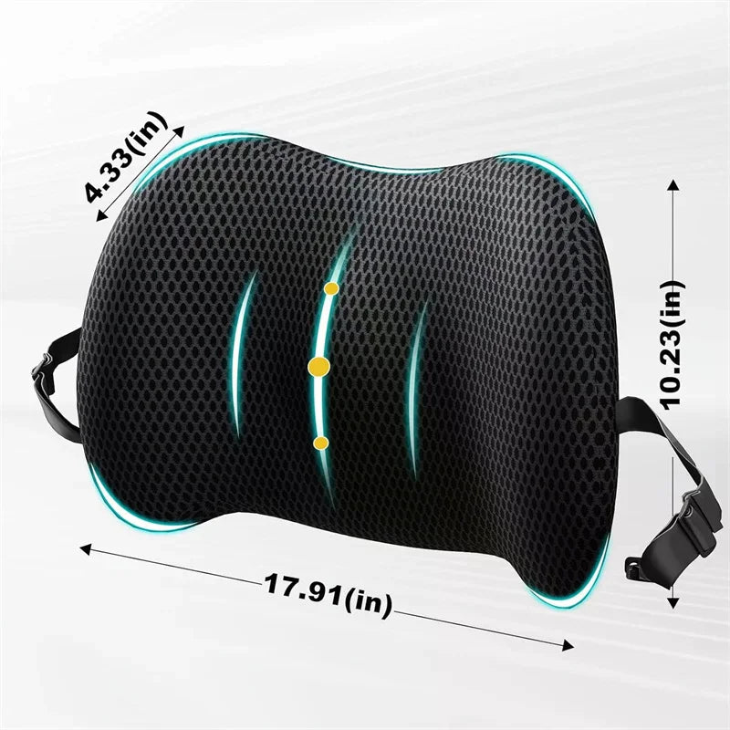 Memory Foam Lumbar Support Pillow – Office Chair & Car Seat