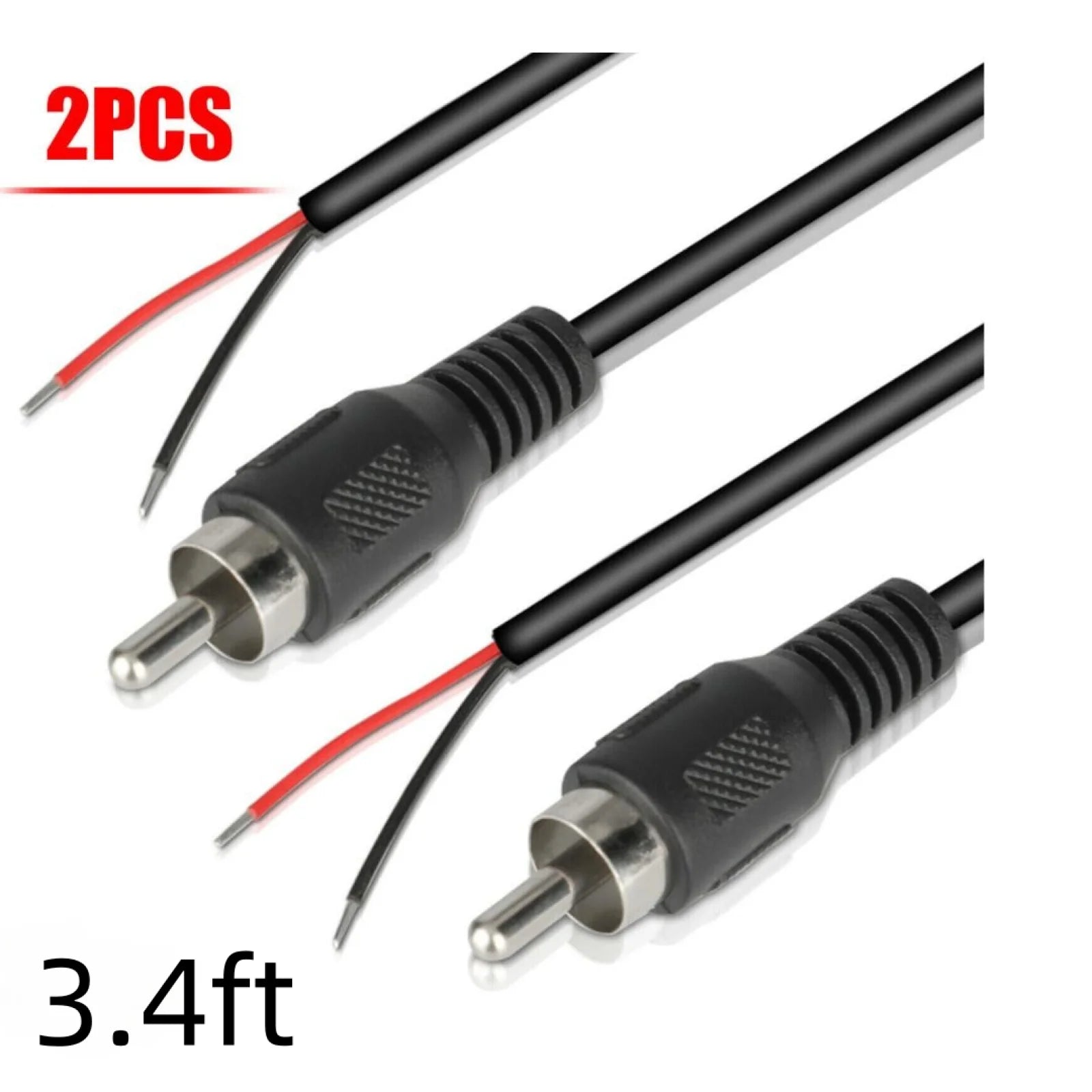1m RCA Male Plug Bare Wire Open End Pigtail Audio Speaker Subwoofer
