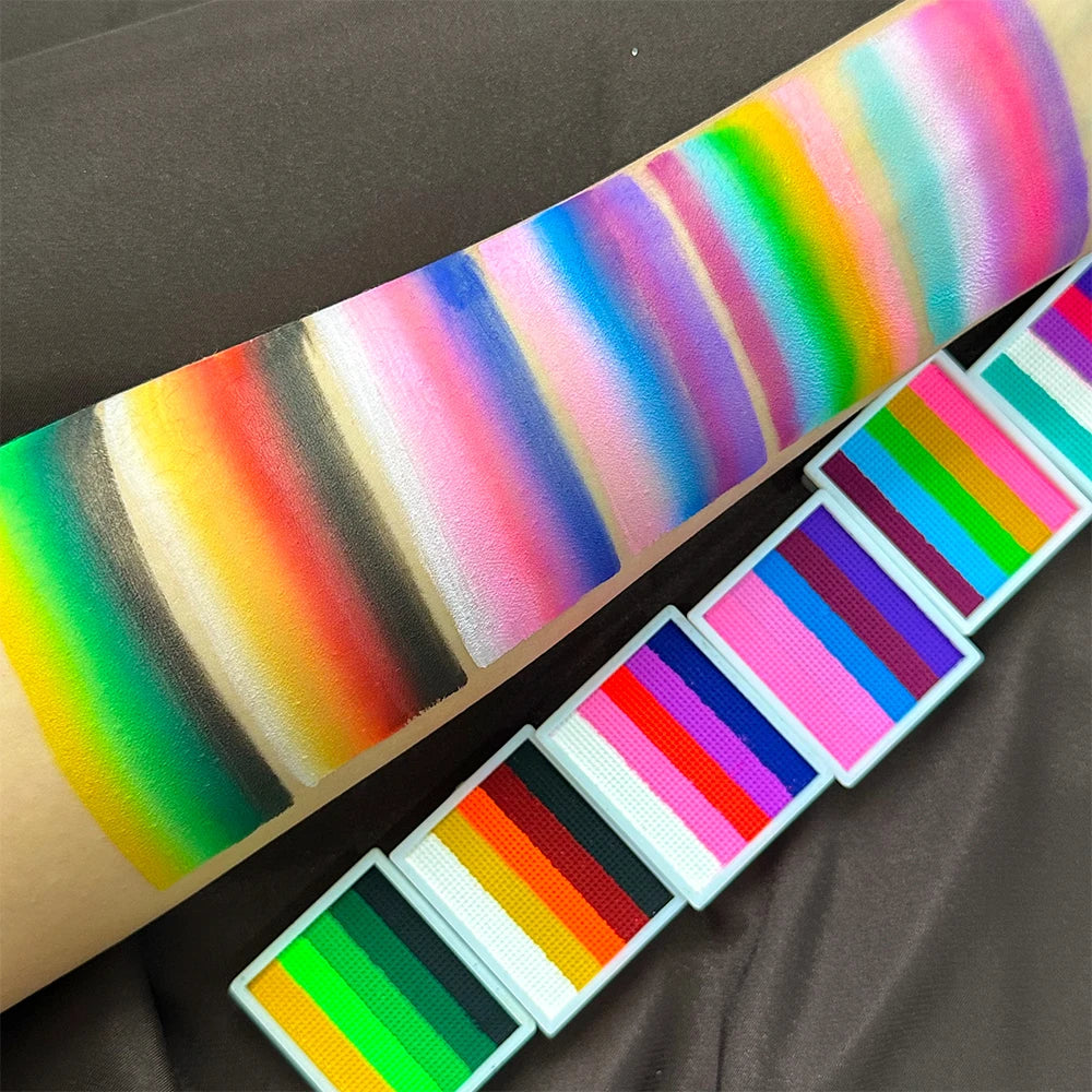Rainbow Face Body Paint Split Cake Non-toxic Makeup-high Saturation Zpaxo