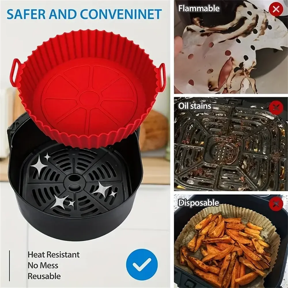 Silicone Air Fryer Liner Reusable Round Liners Tower BPA-Free Zpaxo