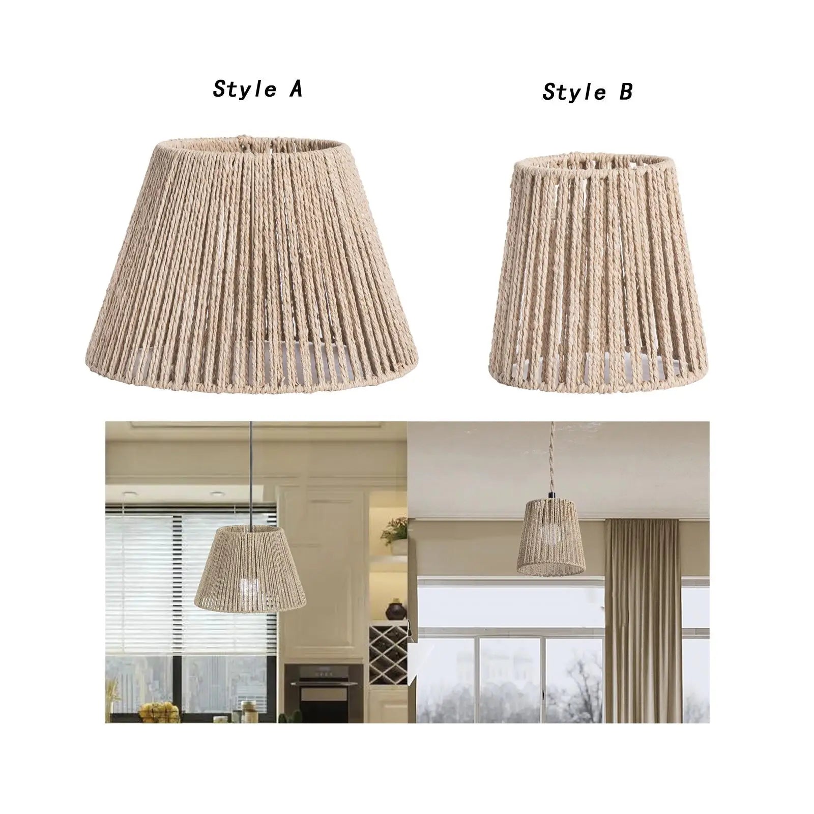 Woven Pendant Lamp Shade Replacement Decoration Ceiling Lantern Cover for Kitchen Island Cafe Hallway Teahouse Living Room Zpaxo