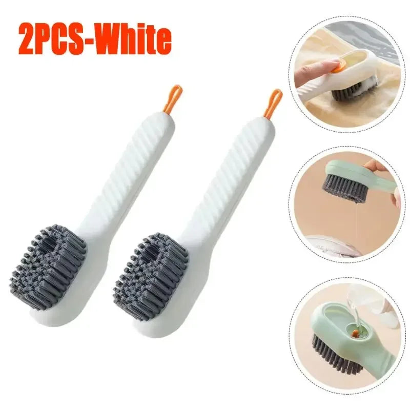 Fashion Multifunction Shoe Brush Soft Bristled Liquid Filled Up Wash Shoe Cleaning House Accessories Clean Kitchen Tools Zpaxo 2pcs-white