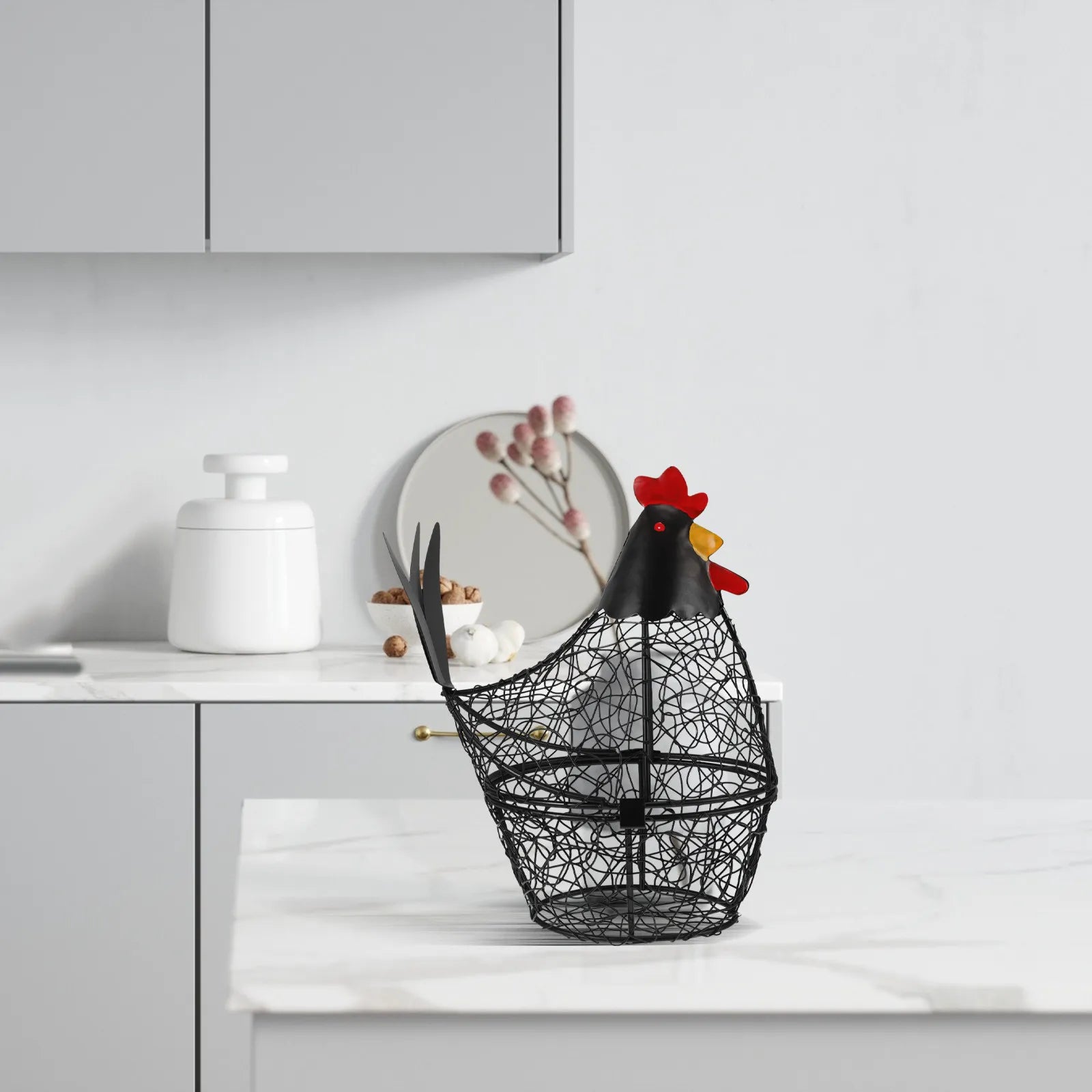 Creative Hen Shape Egg Storage Basket Decorative Metal Wire Kitchen