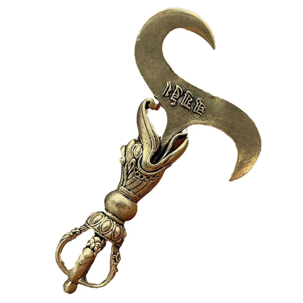 Brass Vajra Pestle Pendant Tibetan Horse Head Silver Plated Mini