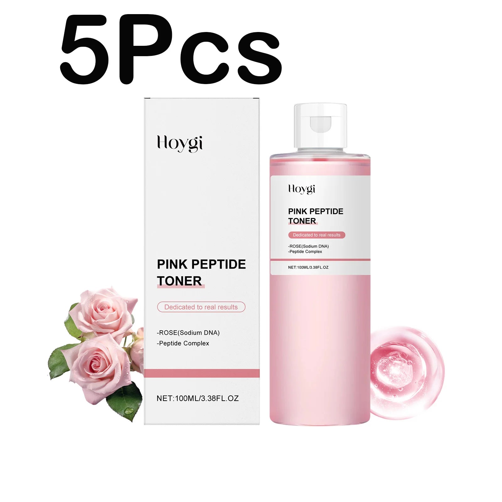 Hoygi Rose Peptide Toner – Hydrating, Brightening Facial Toner Facial Toner Zpaxo 5 x 100ml Boxed