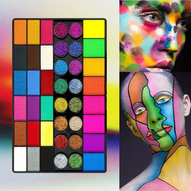 42 Colors Face Body Painting Water Soluble UV Neon Paint Art Makeup Zpaxo