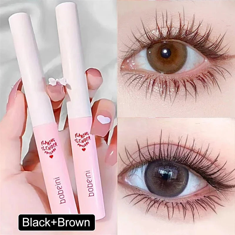 Silk Fiber Matte Mascara Makeup Ultra-Fine Brush Lengthens Eyelashes Waterproof Fast Dry Brown Black Curling Mascara Comestics Zpaxo 01 and 02