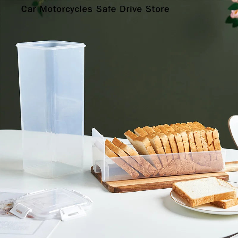 Plastic Bread Box Sealing Lid Tray Storage Sandwich Pasta Multigrain