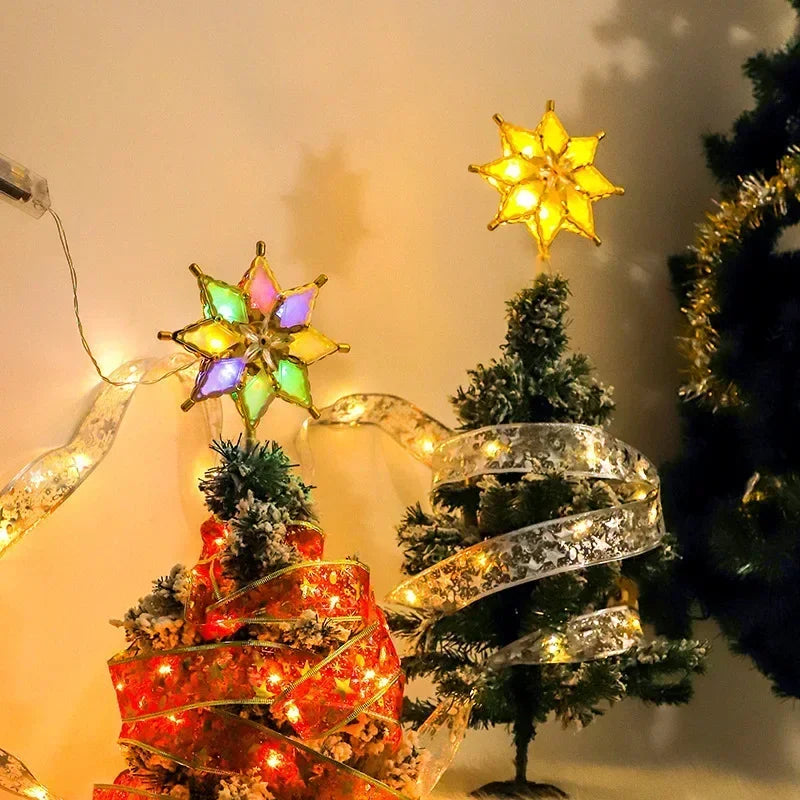 LED Gold Star Christmas Tree Topper – Battery-Powered Light