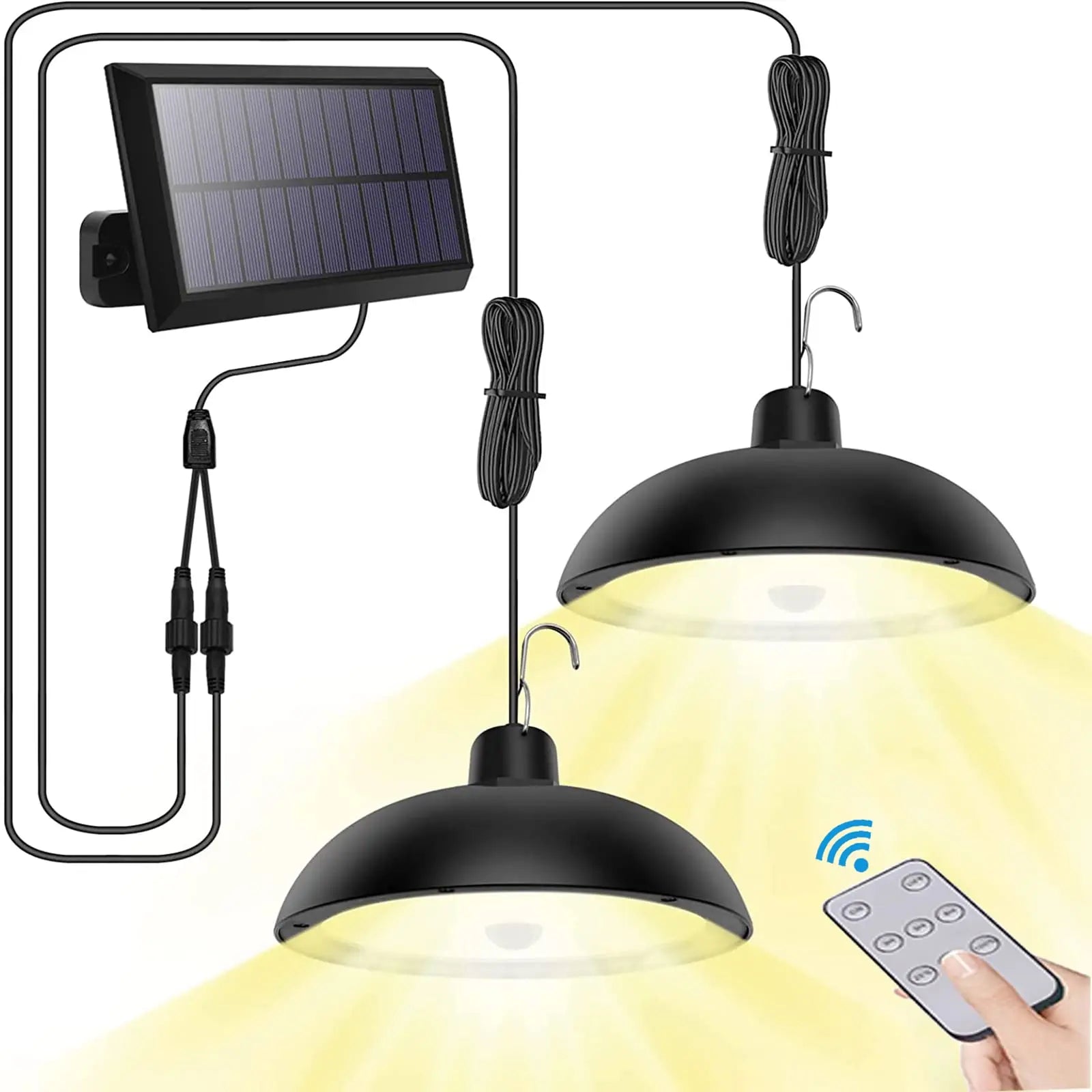 Solar Pendant Light Outdoor Split Double Head Lamp Motion Sensor Zpaxo