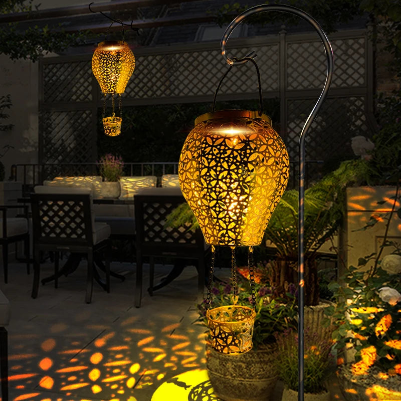 Solar Air Balloon Garden Landscape Lights Outdoor Iron Lantern Lawn Zpaxo