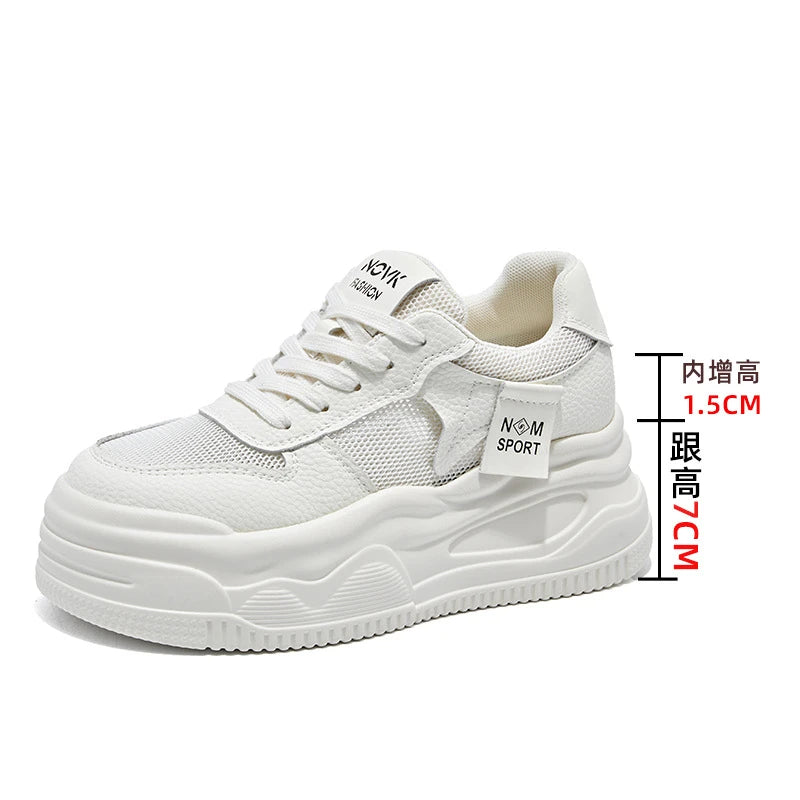 Women's Platform Chunky Sneakers Lace Up Design Sport Tag Detail Two Zpaxo