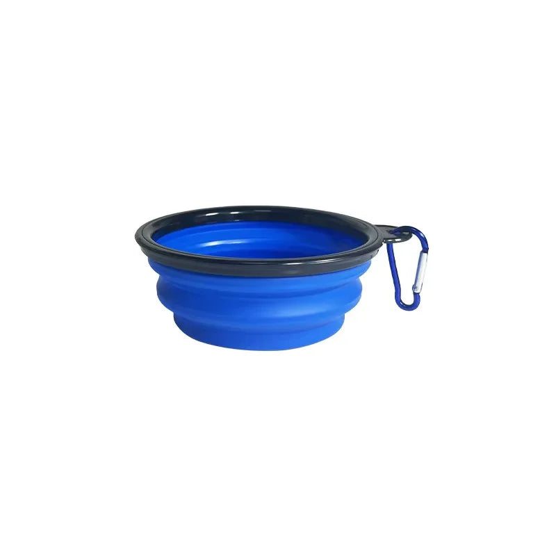 Dog Bowls Expandable Foldable Travel Pet Carabiners Durable Plastic Zpaxo Blue