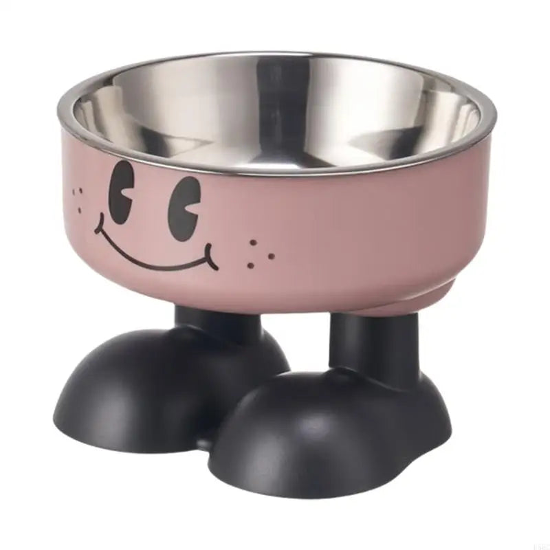 Modern Leg Pet Bowl Enhancing Neck Comfortable Stainless Steel Large Zpaxo Milk pink CN