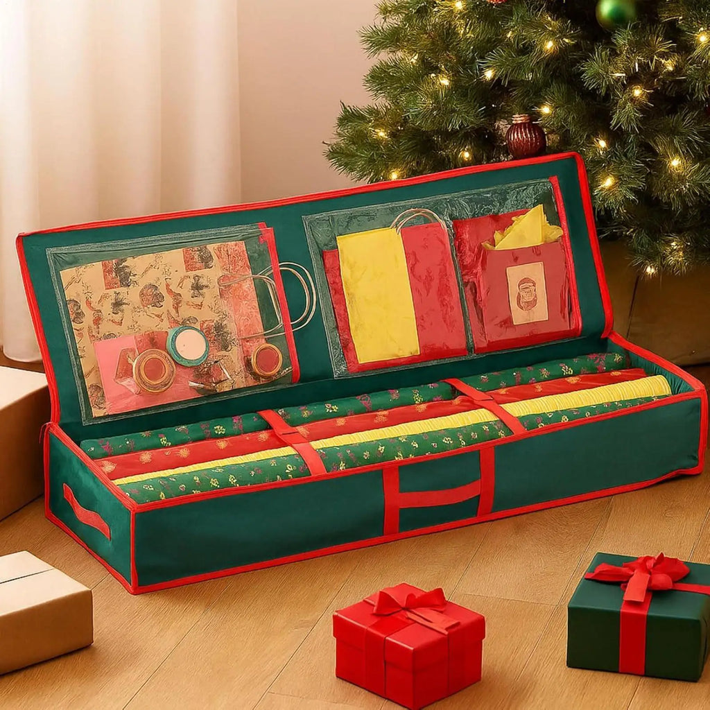 Christmas Wrapping Paper Storage Bag Oxford Fabric Festive Organizer