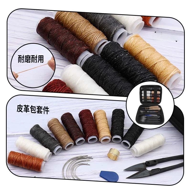 Leather Upholstery Repair Sewing Kit with Waxed Thread Sewing Needles Awls for Shoes Sofa Carpet Repair Zpaxo