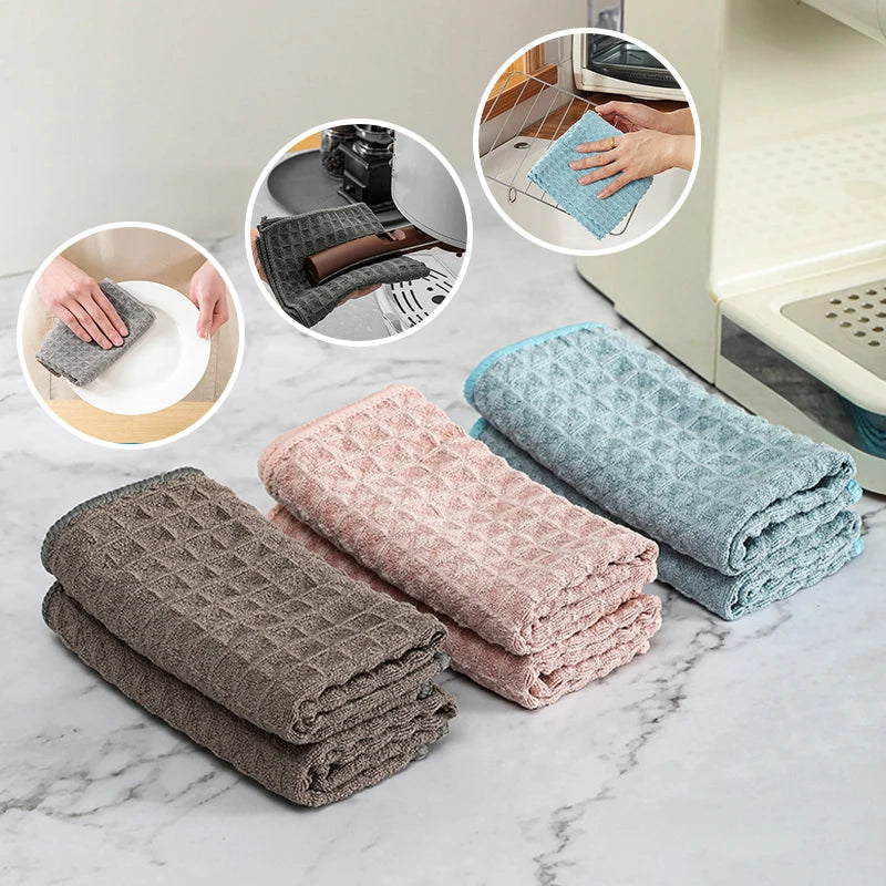 Absorbent Barista Bar Towel Microfiber Dish Waffle Kitchen Cleaning