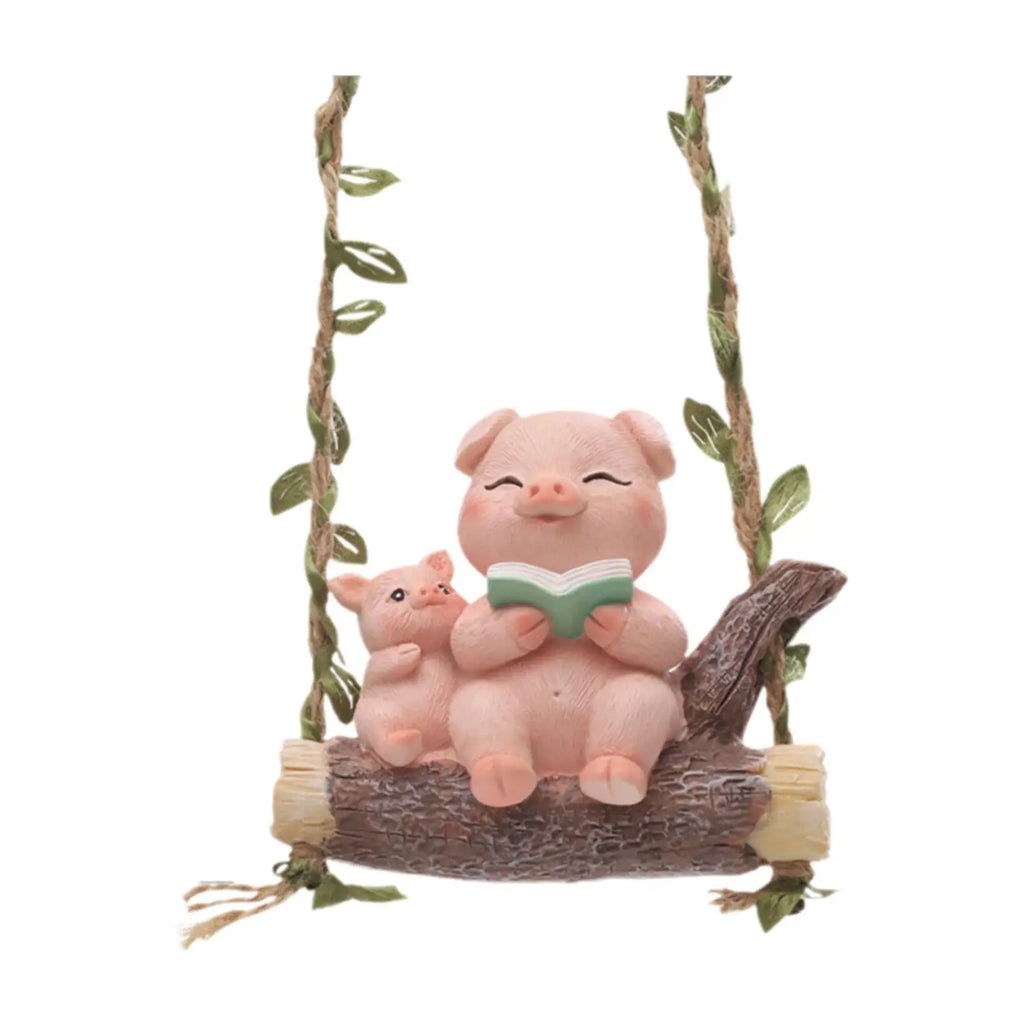 Swing Animal Garden Statue Resin Ornament Decorative Hanging Zpaxo Pink