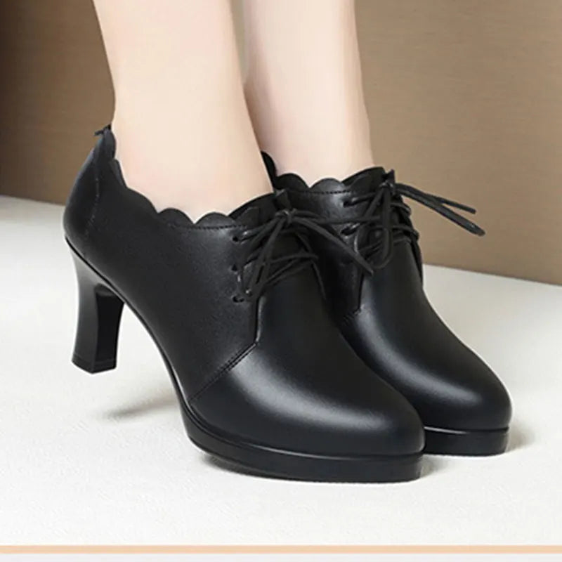 Spring Autumn Soft Leather Sole Versatile Fashion Comfortable Heels Zpaxo