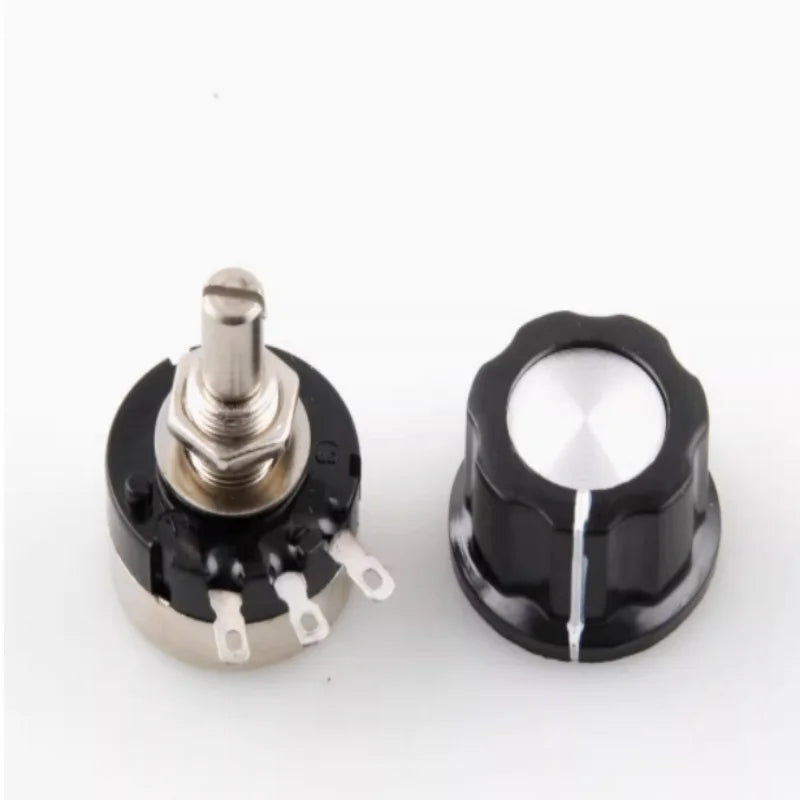 Single turn carbon film potentiometer with A03 knob RV24YN20S 101/501/102/202/502/103/103/503/104/100R/500R/1k-500k Zpaxo