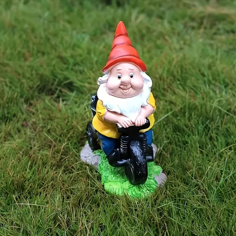 Bicycle Gnome Flower Dwarf Patio Statue Garden Decorative Sculpture