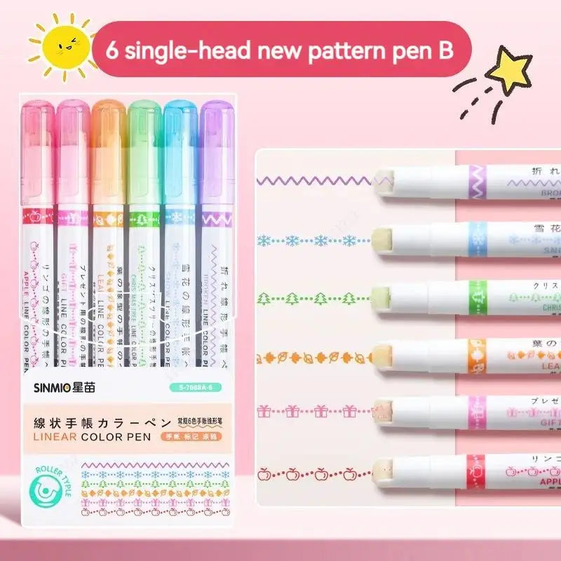 Flower Line Shape Highlighter Pen Journaling Drawing School Design Zpaxo 7068A