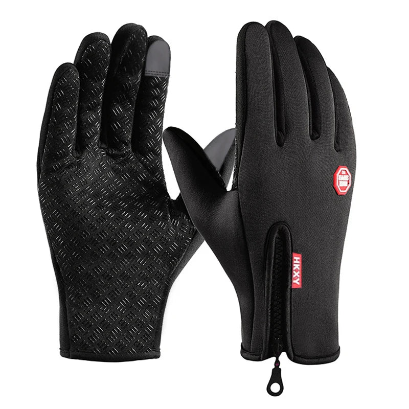 Outdoor Warm Gloves Autumn Winter Thermal Sport Cycling Running Bicycle Ski Gloves for Camping Hiking Motorcycle Gloves MenWomen Zpaxo Basic Black M