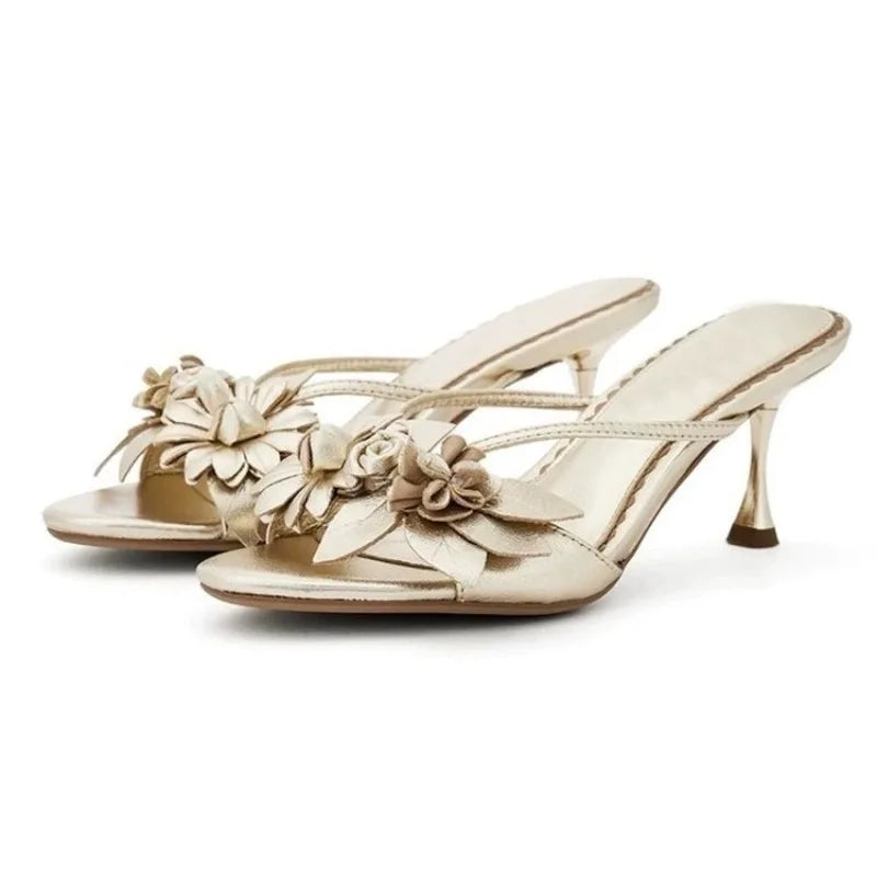 Women Sandals Sexy Concise Summer High Heels Sandals Trend Outdoor Round Head Flower Shoes for Women Lightweight Luxury Shoes Zpaxo