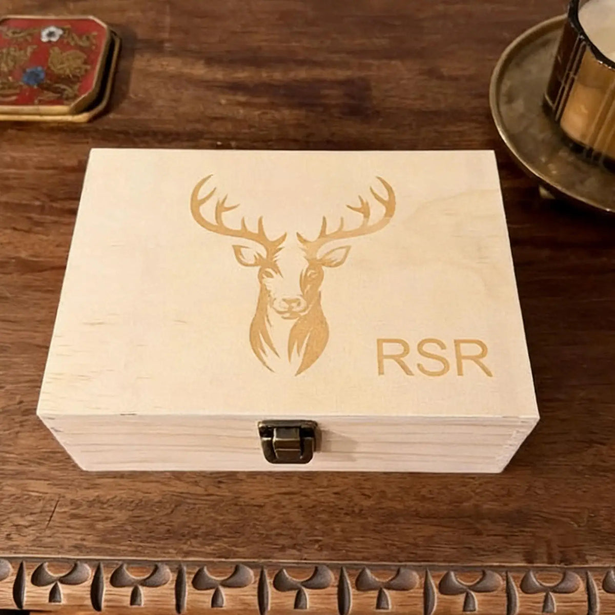 Hunter Memory Box Vintage Keepsake Container 20 Slots Small Zpaxo