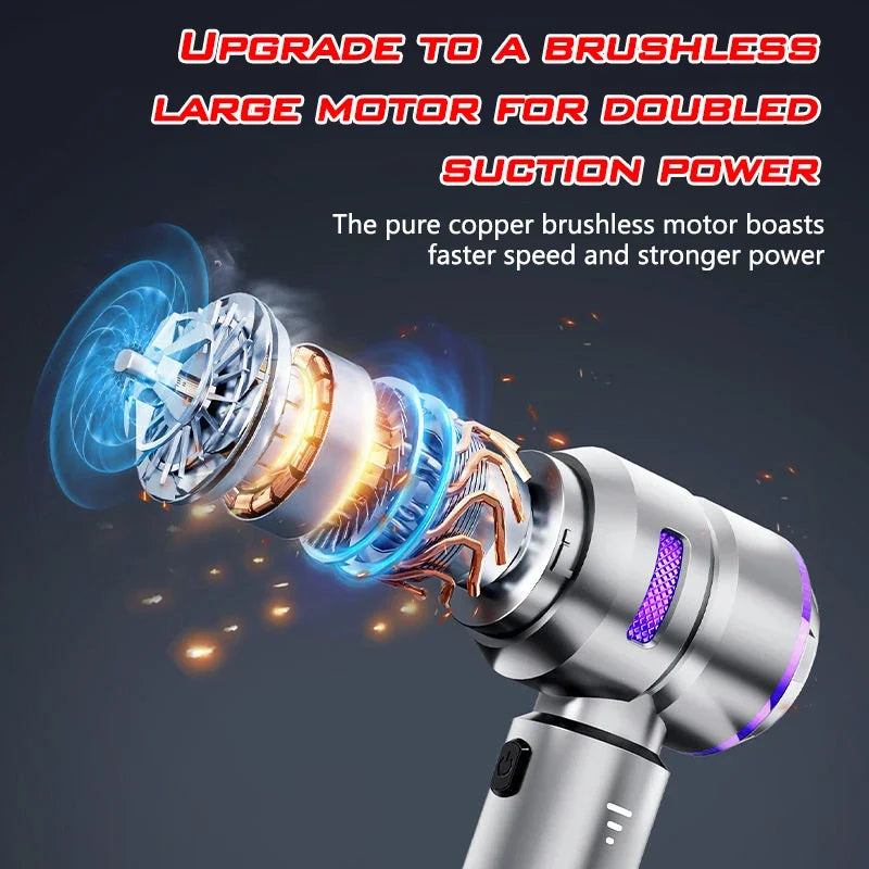 Portable High-Power Cordless Vacuum for Car and Home, Brushless Motor Dust Blower & Cleaner Machine with Strong Suction Zpaxo
