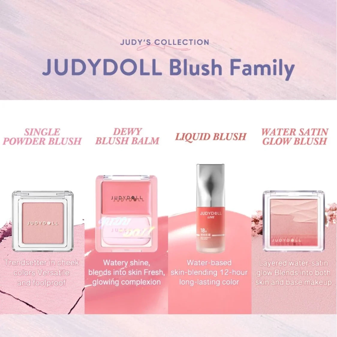 Judydoll Water Satin Glow Blush Layered Water-satin Blends Vivid Zpaxo