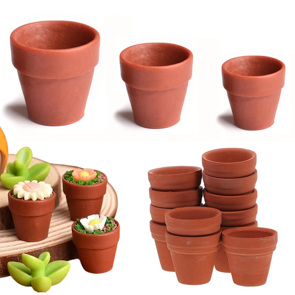 Mini Terracotta-Style Plastic Planters – Fairy Garden Succulent Pots