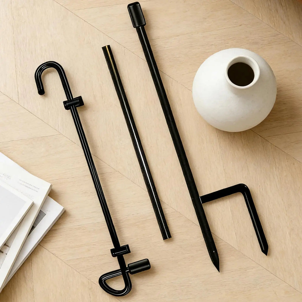 Garden Flag Holder Heavy Duty Metal Stand Windproof Clips Outdoor