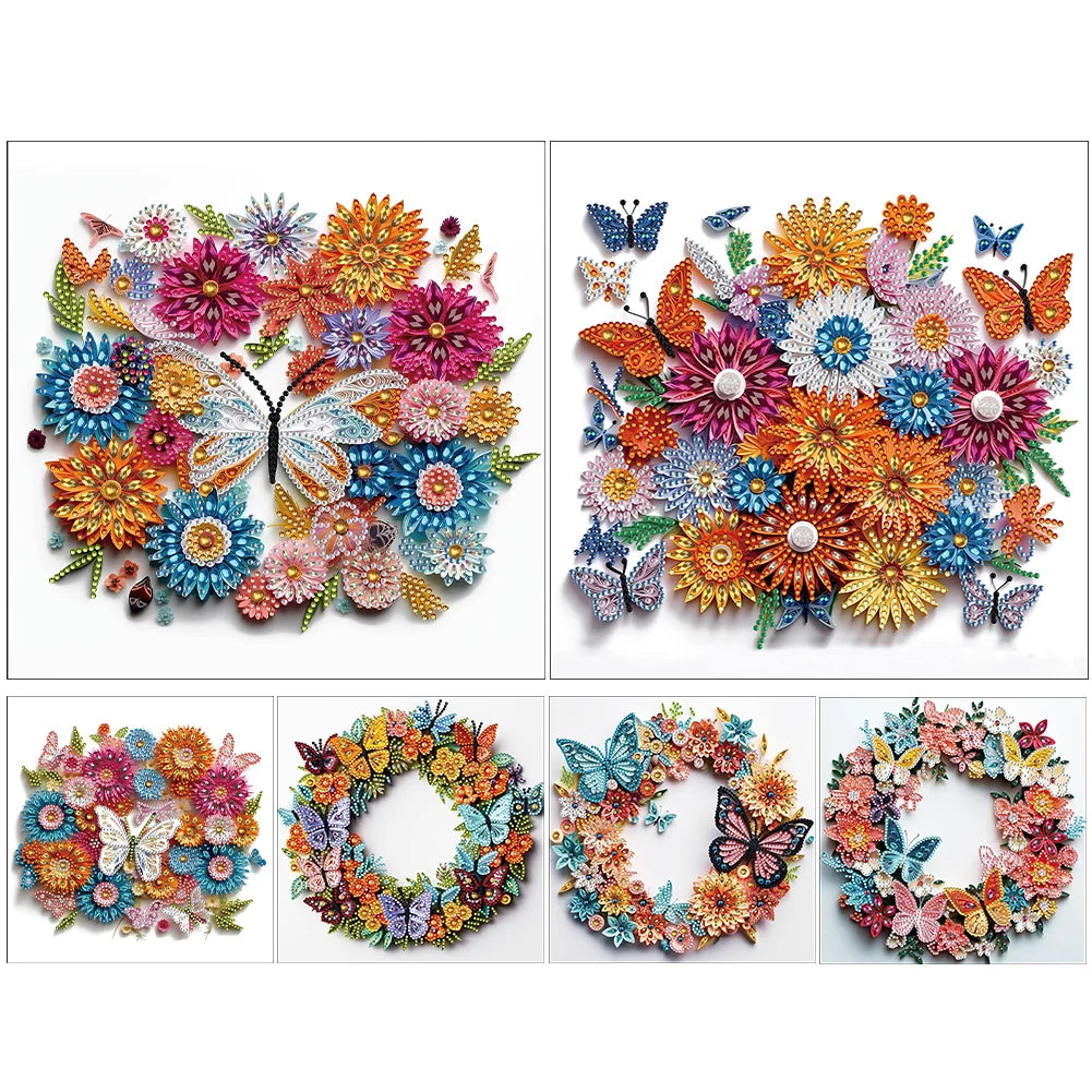 5D DIY Diamond Painting Butterfly Wreath Art Partial Special Shaped