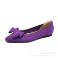 Pointed Toe Knit Princess Shoes Shallow Mouth Bowknot Casual Flats Zpaxo J6-2Purple 39 China Mainland