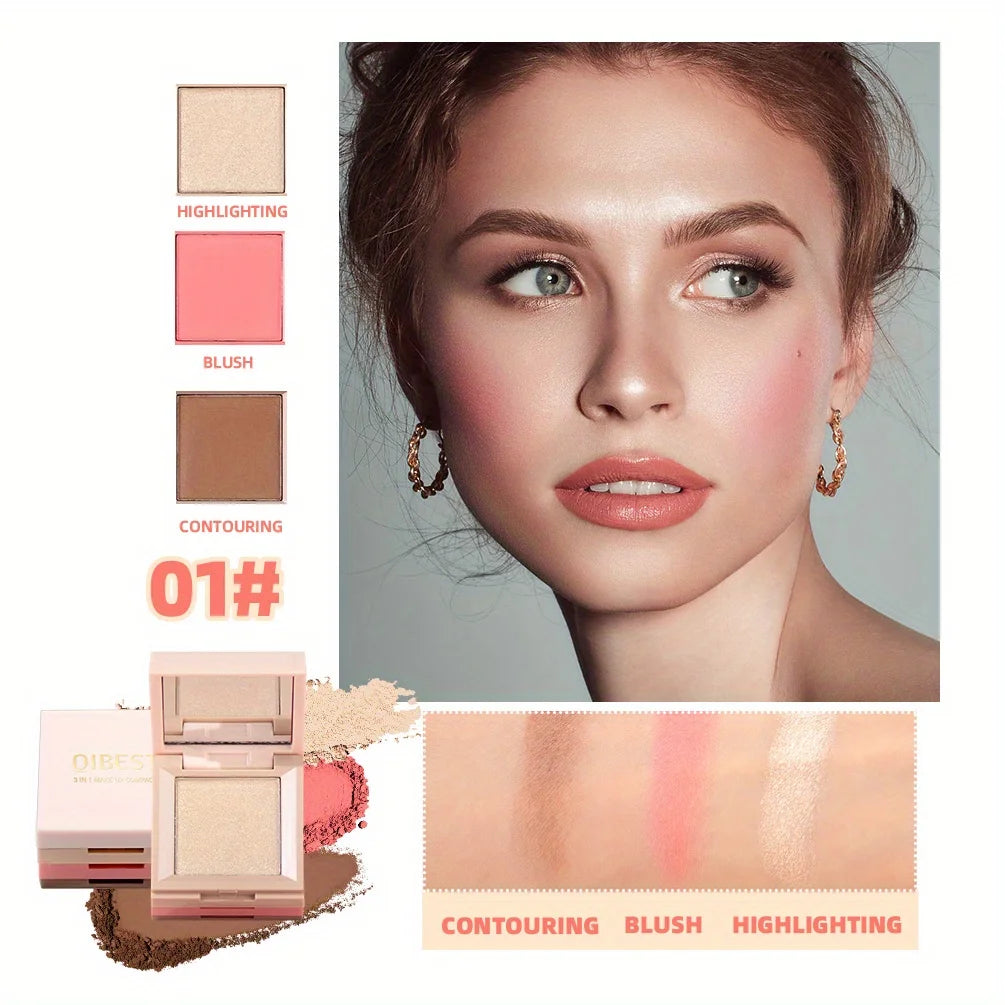 3 In 1 Matte Highlighter Blush Palette Blush Eyeshadow Face Cosmetics Makeup Palette Female Multifunctional Palette Zpaxo 01