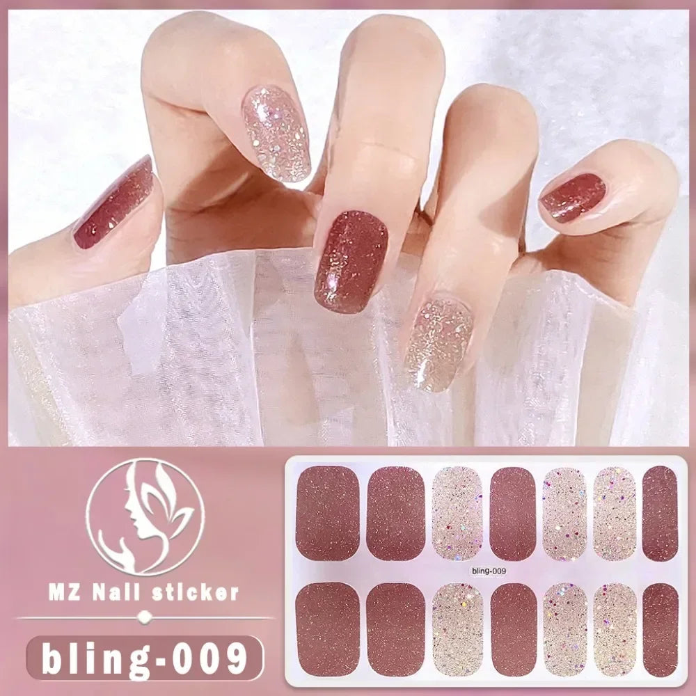 Baking Free Fashionable Nail Art Stickers Collection Manicure DIY Nail Polish Strips Wraps for Party Decor Zpaxo 009